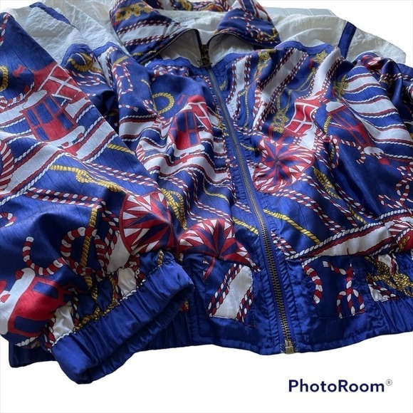 LAVON Windbreaker Jacket Vintage Nautical Size XLarge American theme Coastal - Picture 6 of 12